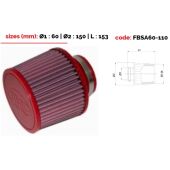 Filtre conique univ. BMC Single Air Top en métal diam 60 mm