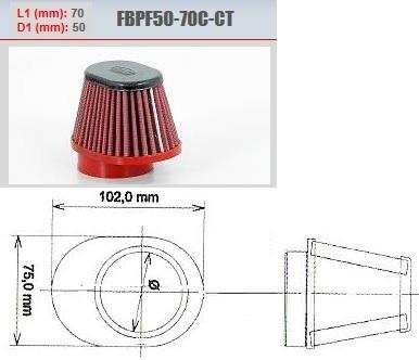 Conisch luchtfilter moto carbon centraal BMC 50 mm