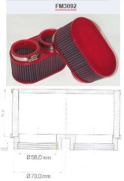 BMC Dubbele conische motorfilter