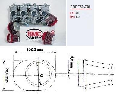 Conisch luchtfilter carburator motor BMC left 50 mm